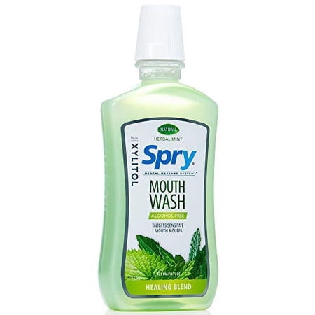 Spry Xylitol Mouthwash, Natural Ingredients, Enamel Support Oral Rinse Herbal Mint 16 fl oz 2 Pack