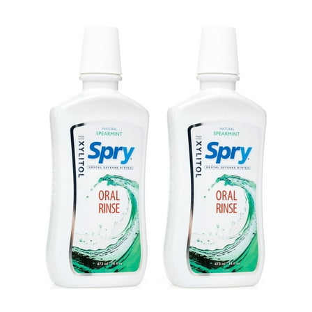 Spry Xylitol Mouthwash, Natural Ingredients, Enamel Support Oral Rinse, Spearmint 16 fl oz 2 Pack