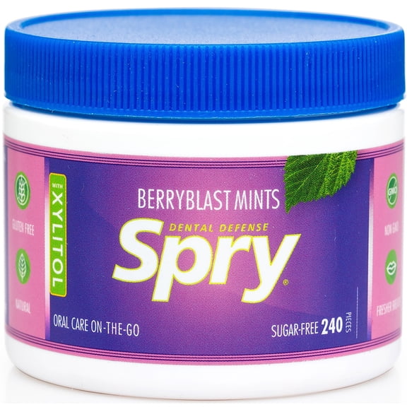 Spry Xylitol Sugar-Free Mints, Berry Blast Flavor, Gluten-Free, 240 Count, 1 pack