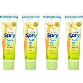 Spry Xylitol Toothpaste, Natural Tooth Gel for Kids 3 Months and Up, Original Flavor 2 fl oz 4 Pack