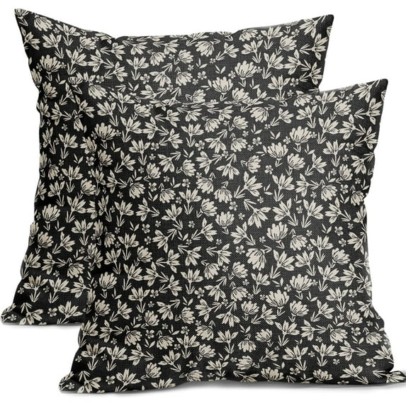 Sps ssion 18" x 18" Vintage Black & White Cotton Decorative Pillow Covers, Breathable (2 Count)