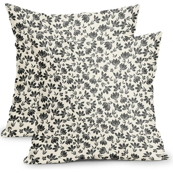 Sps ssion 20” x 20” Vintage Floral Cotton Linen Decorative Pillow Covers, Unique Pattern (2 Count)
