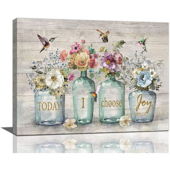 Sps ssion Flower Hummingbird 12'' X 16'' Framed Painting Canvas Art Prints