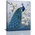 thumbnail image 1 of Sps ssion Peacock Flower Butterfly 12" x 16" Framed Canvas Art Prints, 1 of 6