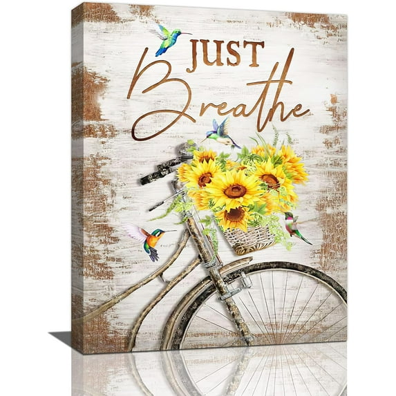 Sps ssion Sunflower Just Breathe 12x16 Framed Canvas Art Prints