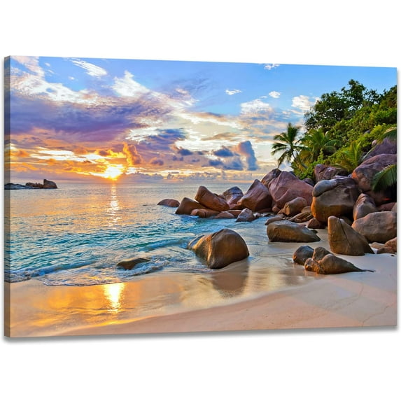 Sps ssion Sunset at Ocean 12" x 16" Framed Canvas Art Prints