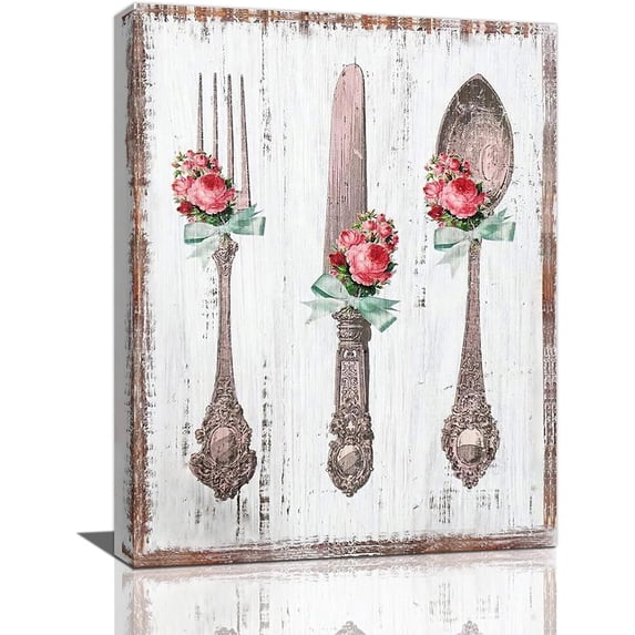 Sps ssion fork Knife Spoon 12"x16" Framed Canvas Art Prints