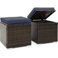thumbnail image 1 of Spthe 2 Pieces Patio Ottomans, Patiojoy Hand-Woven PE Rattan Side Table with Removable Cushion & Hidden Storage Space, Multifunctional Storage Box, Seat for Patio, Backyard, Poolside, 1 of 11