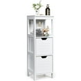thumbnail image 1 of Sptwo Bathroom Storage Cabinet, Freestanding Wooden Side Storage Cabinet with 2 Adjustable Drawers, Space-Saving Floor Cabinet for Living Room Bathroom Bedroom Entryway (White), 1 of 10