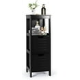 thumbnail image 1 of Sptwo Bathroom Storage Cabinet, Freestanding Wooden Side Storage Cabinet with 2 Adjustable Drawers, Space-Saving Floor Cabinet for Living Room Bathroom Bedroom Entryway (Black), 1 of 9