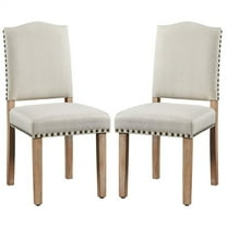 Sptwo Dining Chairs Set of 2 Dining Room Chair Fabric Parsons Chairs with Nailhead Trim and Solid Wood Legs for Home, Kitchen, Dining Room, Beige