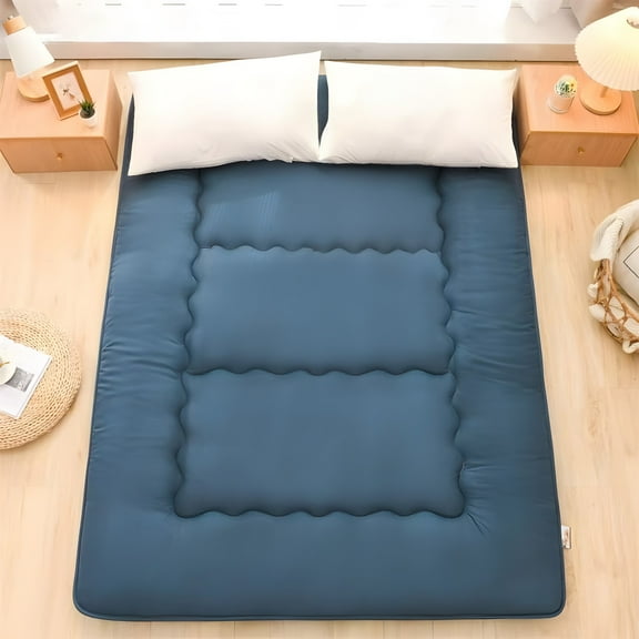 Sptwo Japanese Floor Futon Mattress, Thicken Tatami Mat Sleeping Pad Foldable Bed Roll Up Mattress Floor Lounger Bed Couches and Sofas for Kids Full Size,Blue,Full-79*59 inch