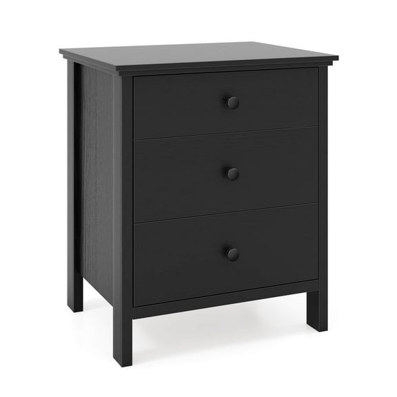 Sptwo | Nightstand with 3 Drawers, Modern Sofa Side Table with Storage, Wooden End Table, Compact Storage Cabinet, Small Bedside Table for Bedroom,Black