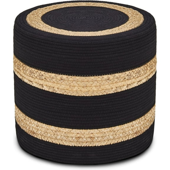 Sptwo Ottoman Poof, Natural Seagrass Poufs, Hand Weave Round Footstool, Pouffe Accent Chair, Home Decorative Seat, Boho Deco Floor Chair for Living Room, Bedroom (18inch 68LH)