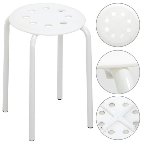 Sptwo Plastic Bar Stools Flexible Seating Backless Barstools Dining Chairs Stack Nesting Stools, 12.2 x 12.2 x 17.3'' (LxWxH) Height White Pack of 5