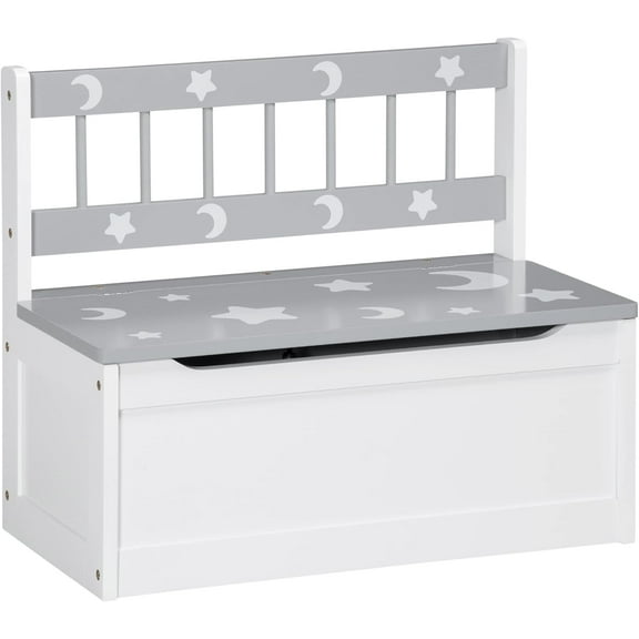 Sptwo Toddler Toy Box Storage Bench with Large 27 L Interior, Kids Storage Bench Seat with Storage for Toddler Playroom Furniture, Kids Bedroom Furniture, Toy Organizer and Storage Bin, Gray