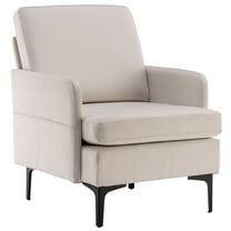 Sptwo home Mid-Century Accent Chair Modern Fabric Singl Sofa Upholstered Comfy Arm Chair Living Room Furniture,Beige