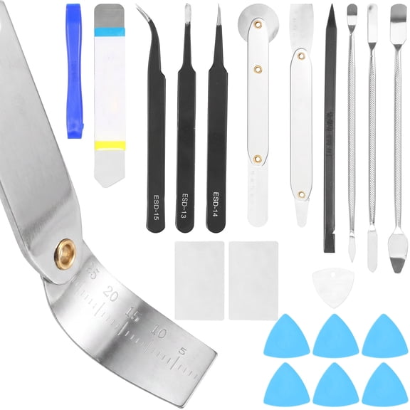 Electronics Repair Tool Kit with 0.004in Ultra Thin Pry Sheets, 21-Pack Professional Phone Laptop Tablet Screen Opener and Spudger Disassembly Set