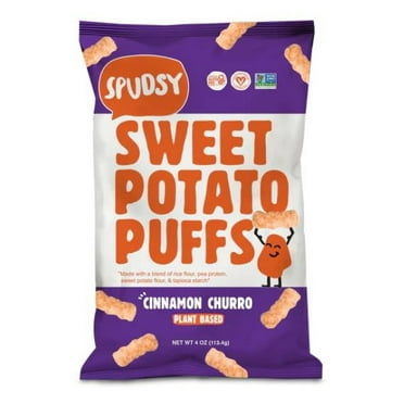 Spudsy Sweet Potato Puffs, Cinnamon Churro, Shelf-Stable, 4 oz Bag