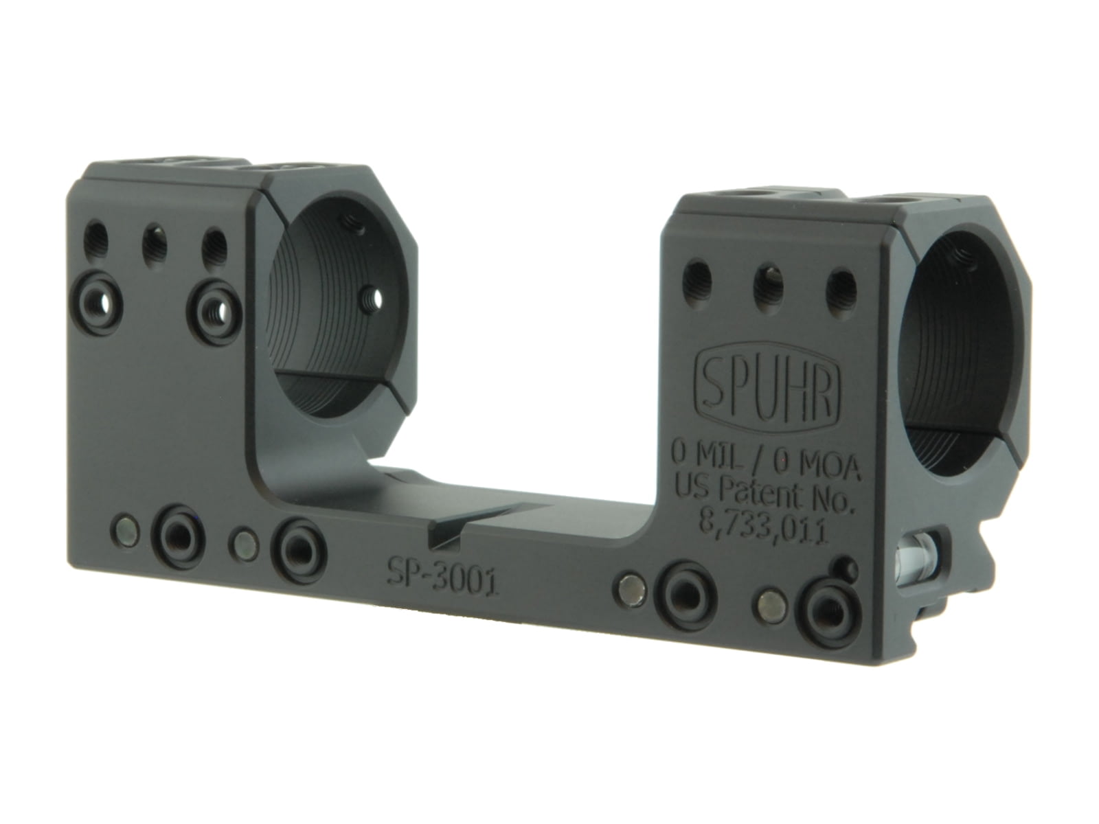 Spuhr Unimount 30mm 6MIL/20.6MOA 1.18" Pick Scope Mount, 7 Accessory Interfaces, Grooved Texturing, Diagonally Cut Rings (SP-3601)
