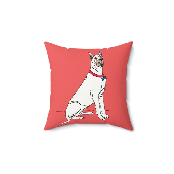 Spun Polyester Square Pillow, Contemporary Dog Illustration