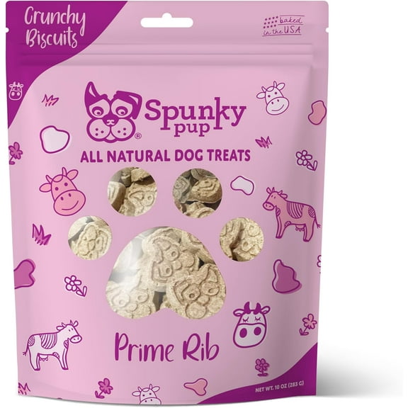 Spunky Pup Prime Rib Biscuit Treats for Dogs, 10 Ounces