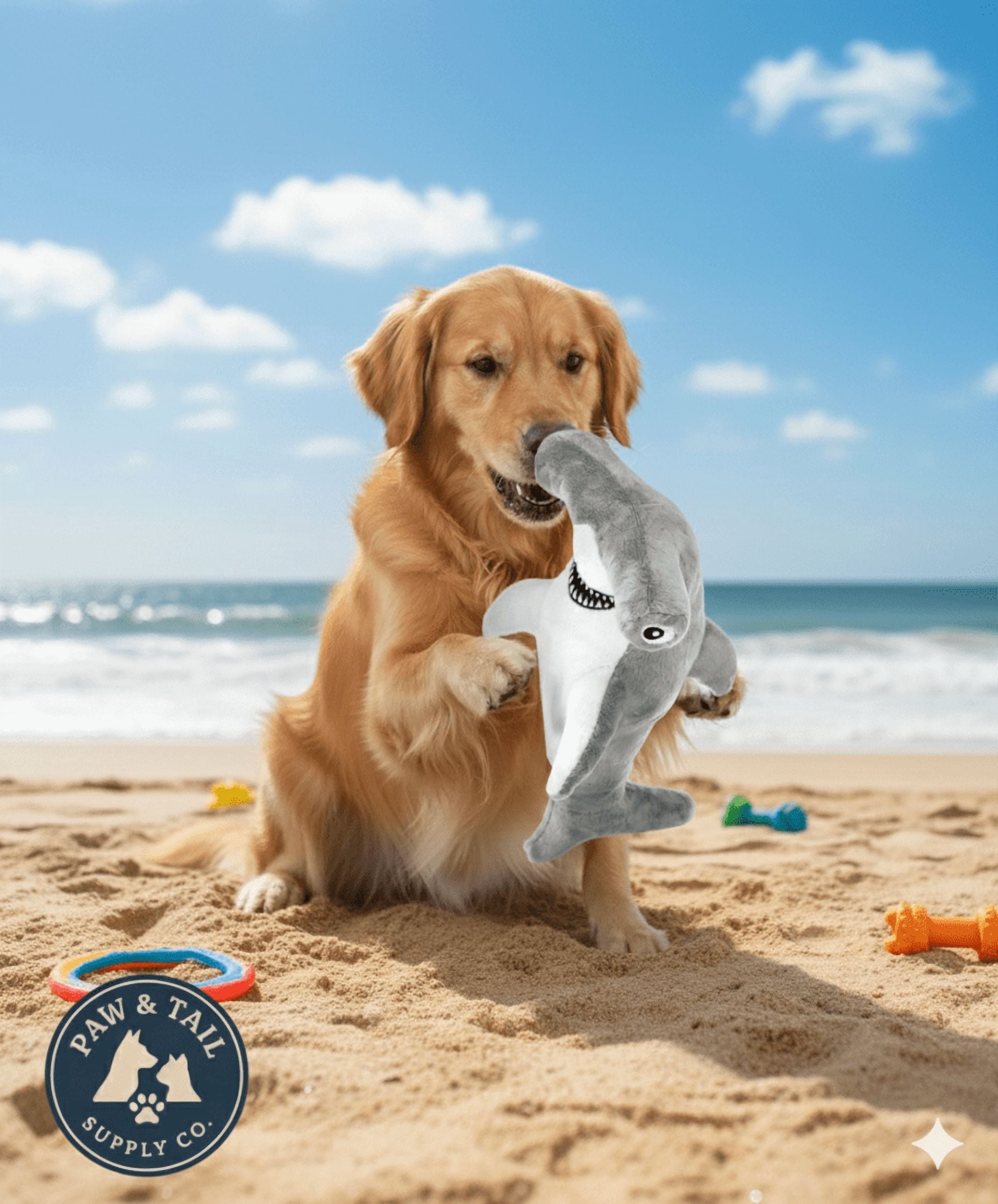 Spunky Pup, Eco-Friendly Dog Toy, Large Plush Hammerhead Shark