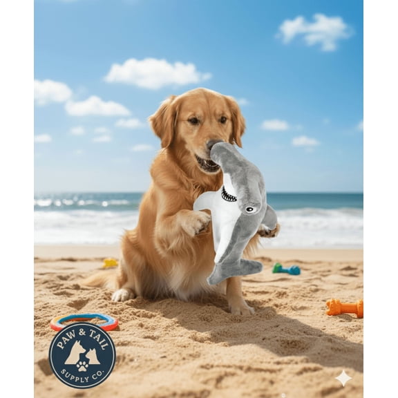 Spunky Pup Clean Earth Plush Hammerhead Shark Large Eco-Friendly Dog Toy