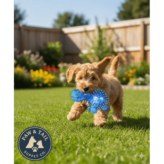 Spunky Pup Lil Dinosaur Spikey Ball Dog Toy Squeaky Plush for Small Dogs