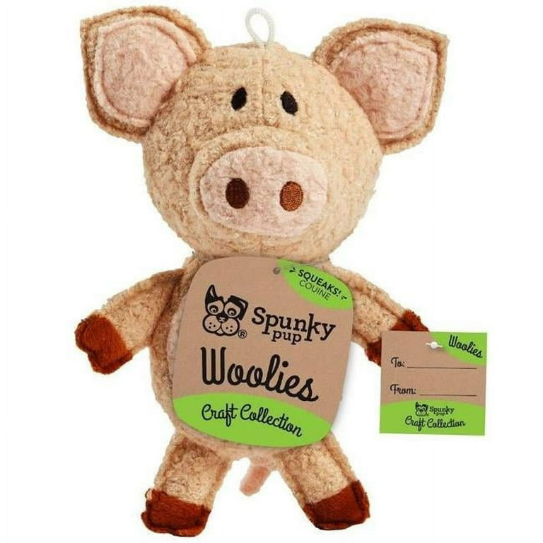 Spunky Pup Woolies Craft Collection Pig Squeaky Plush Dog Toy Spunky Pup Woolies Craft Collection Pig Squeaky Plush Dog Toy
