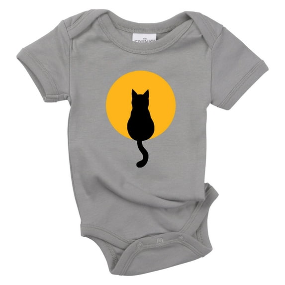 Spunky Stork Boys Black Cat Moon Organic Cotton Halloween Top, Sizes Newborn to 16