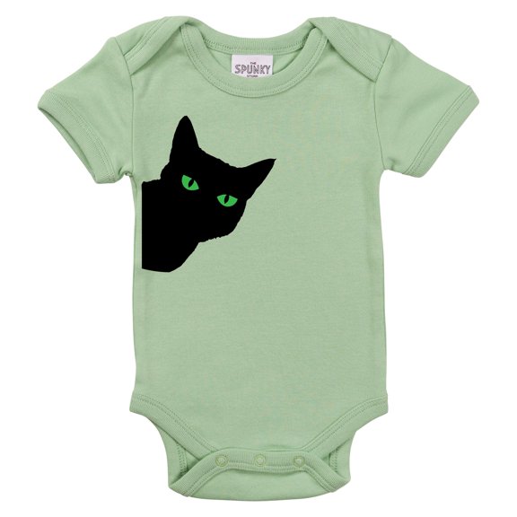 Spunky Stork Boys Green Cat Eyes Organic Cotton Halloween Top, Sizes Newborn to 16