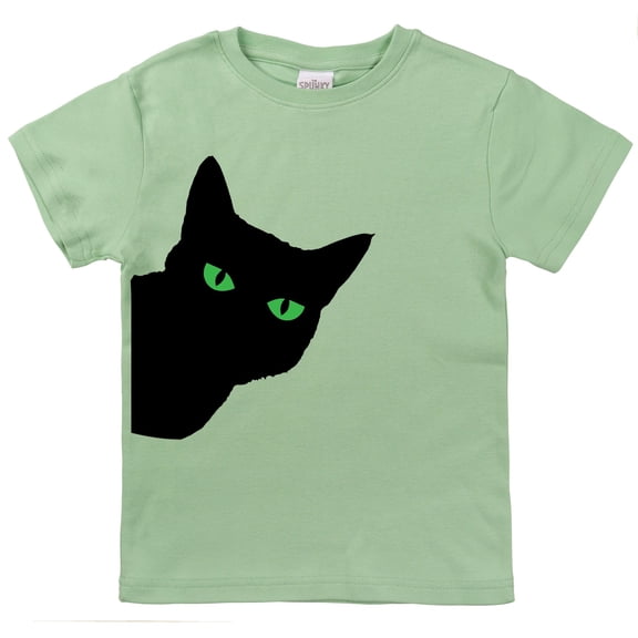 Spunky Stork Boys Green Cat Eyes Organic Cotton Halloween Top, Sizes Newborn to 16