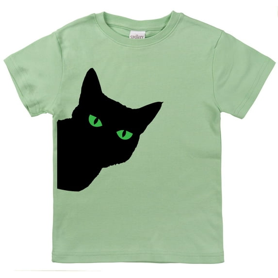 Spunky Stork Boys Green Cat Eyes Organic Cotton Halloween Top, Sizes Newborn to 16