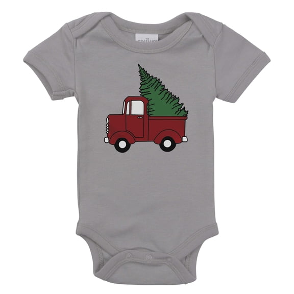 Spunky Stork Christmas Tree Wagon Car Truck Boys Organic Baby Kids Shirt