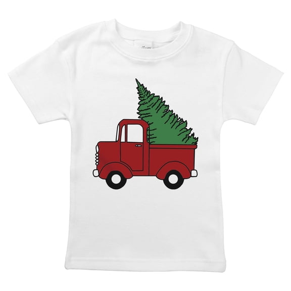 Spunky Stork Christmas Tree Wagon Car Truck Boys Organic Baby Kids Shirt