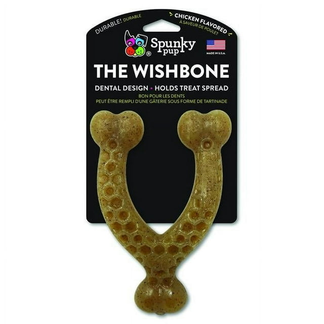 Spunky The Wishbone HD Chew Dog Toy, Gray - Large - Pack of 12
