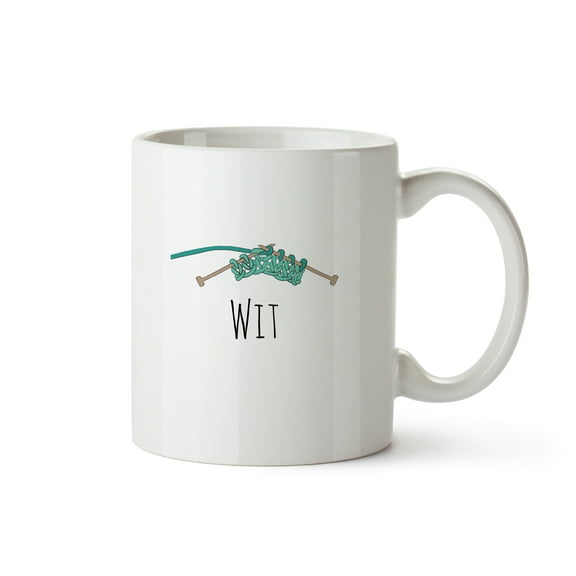 SpunkySwell 11 oz. "Knit Wit" Wordplay Ceramic Mug