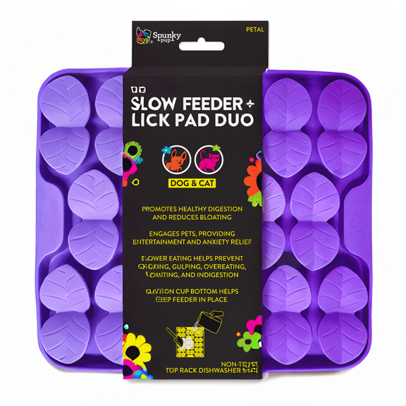 Spunky Pup Slow Feeder Lick Pad Duo Petal One Size (Colors Vary)