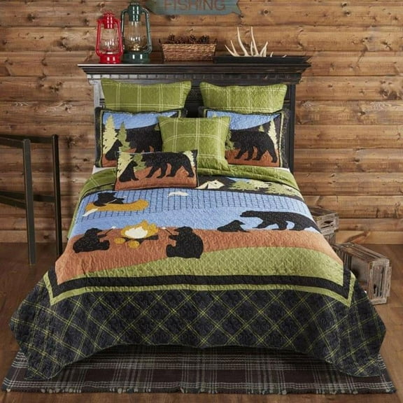 Spura Home Pictorial Bear Lake Print Contemporary Twin/FullQueen/King Quilt