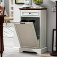 thumbnail image 1 of Spurgehom 13 Gallons Tilt Out Trash Can Cabinet Hidden Kitchen Waste Bins Free Standing Recycling Trash Cabinets with Drawer Pet Proof Trash Can for Kitchen and Living Room, Antique White and Brown, 1 of 7