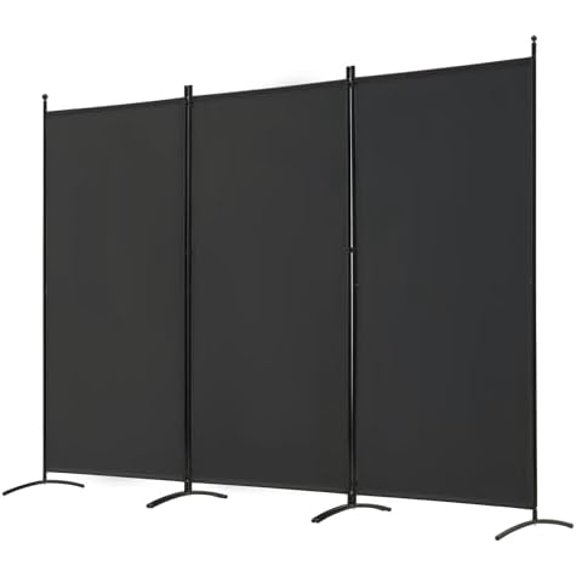 Spurgehom 3 Panel Room Divider Folding Partition Privacy Screens, Freestanding Fabric Room Panel Portable Room Partition Wall Dividers for Home Office Restaurant, 102" W X 71" H (Black)