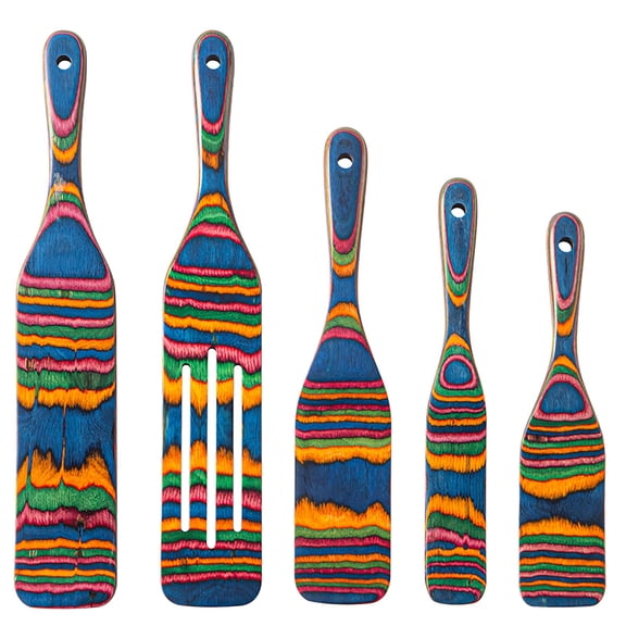 Spurtle Set 5 Pcs Pakkawood Kitchen Utensils for Cooking