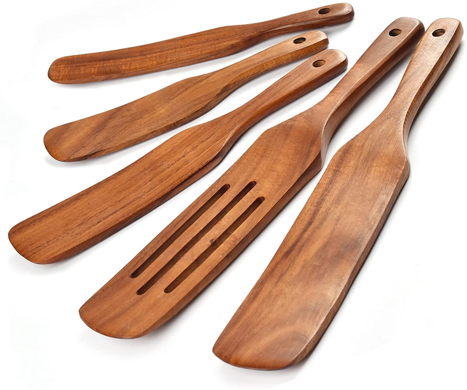 Spurtle Set,Wooden Spurtle Set of 5,Wooden Spoons for Cooking, Natural ...