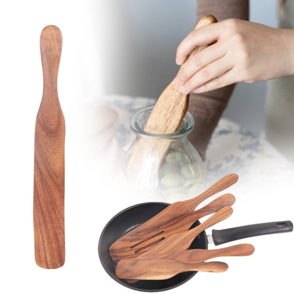 Spurtle for Sourdough Starter, Spreading, Cooking, Mixing, Reaching Bottom of Jar, Kitchen Utensils, Spurtles Kitchen Tools Wooden Kitchen Utensils for NonStick Cookware