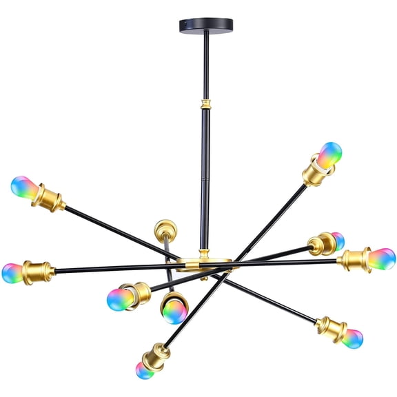 Sputnik Ceiling Light, 10-Lights Sputnik Chandelier with 3 Spare Rod and Universal Joints, for Living Room Bedroom Kitchen