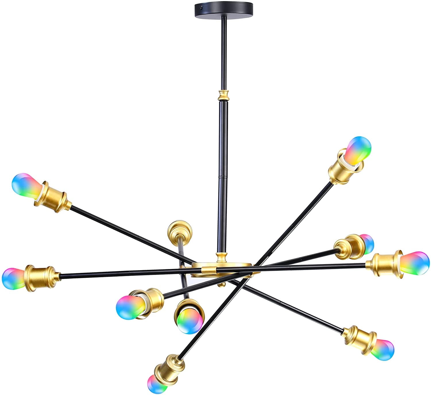 Sputnik Ceiling Light, 10-Lights Sputnik Chandelier with 3 Spare Rod and Universal Joints, for Living Room Bedroom Kitchen