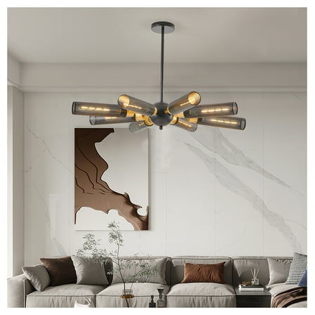 Sputnik Chandelier 8-Light, Modern Industrial Metal Pendant Light with Mesh Shades for Dining Room