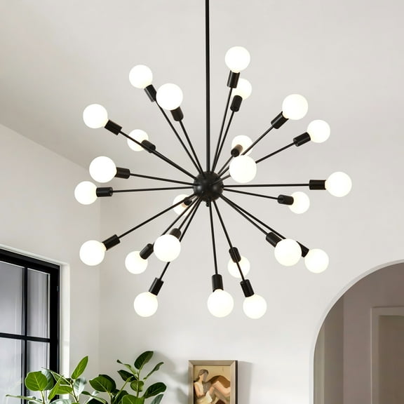 Sputnik Chandelier - Adjustable 24-Light Mid-Century Modern Ceiling Light for Dining Room & Kitchen