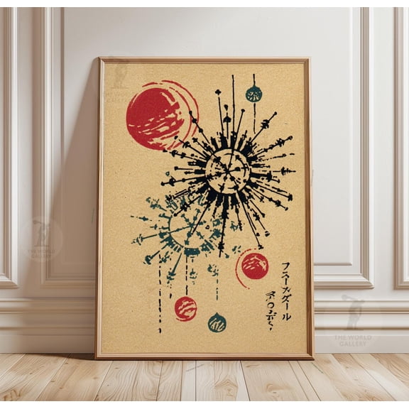 Sputnik Chandelier Japanese Abstract Mid Century Lighting Decor Unframed Paper Print